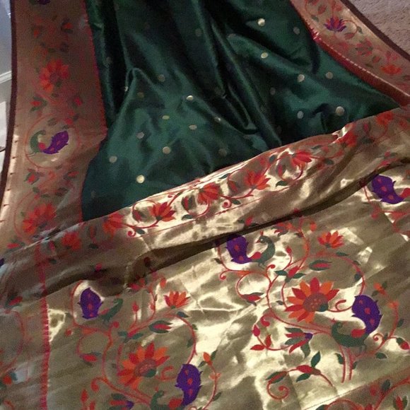 Big border Green Paithni silk saree - Picture 2 of 8